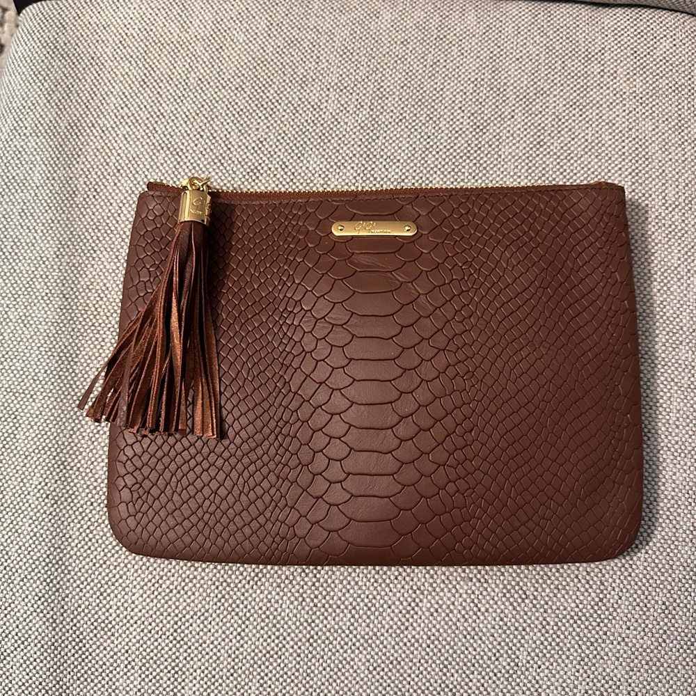 GiGi NY Embossed python leather all-in-one clutch